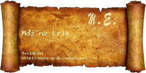 Münz Erik névjegykártya